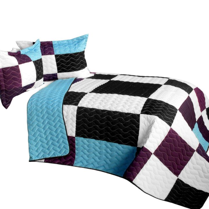 Lightweight 3PC Vermicelli-Quilted Patchwork Bedspread Set for All Seasons