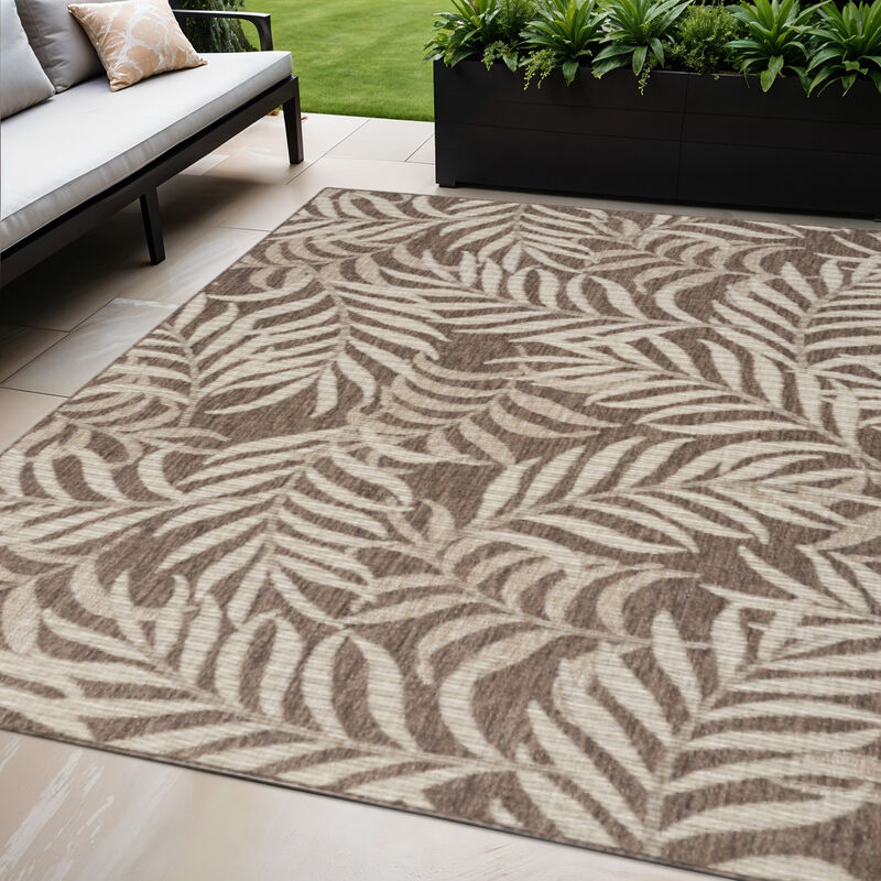 HomeRoots Palm Leaf Indoor Outdoor Area Rug image number 1