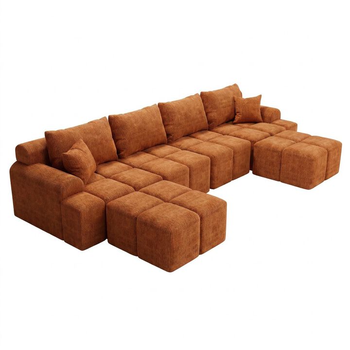 Vipbear 152" Oversized Modular Sectional Sofa, Ottoman U Shape Deep Seat 6 Seater Chenille Couch