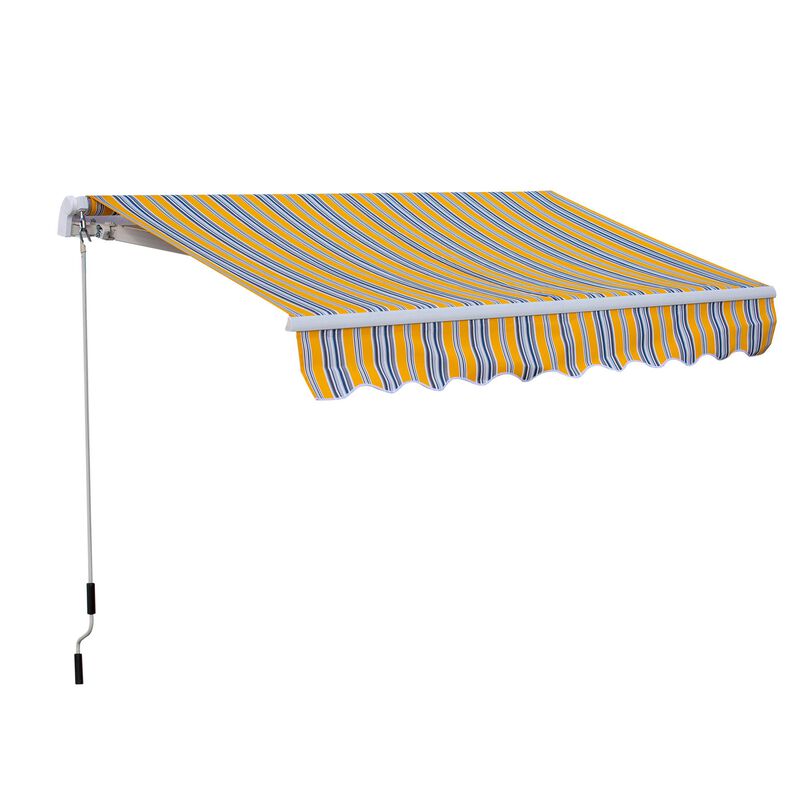 Mixed Color Shade: 8'x7' Manual Retractable Patio Sun Awning