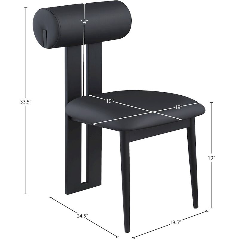 Meridian Furniture Dario Black Vegan Leather Dining Chair, Set of 2