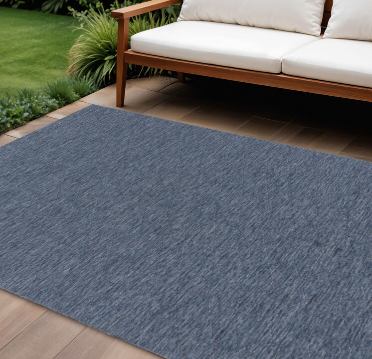 HomeRoots 8' X 10' Navy Blue And Ivory Geometric Indoor Outdoor Area Rug