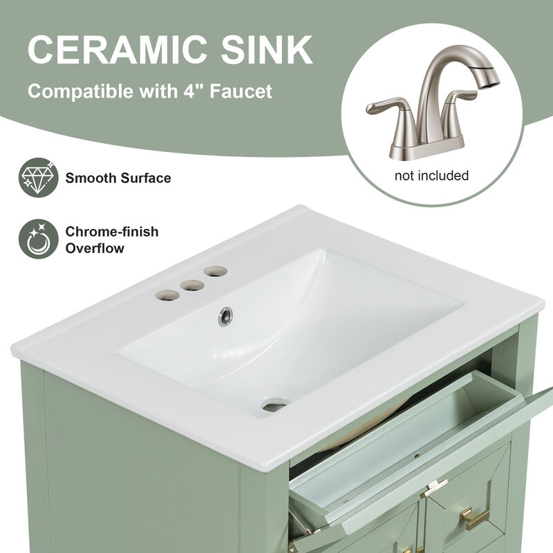 Merax Compact Bathroom Storage Vanity with Left Door Rack Cabinet & 2 Right Drawers image number 8