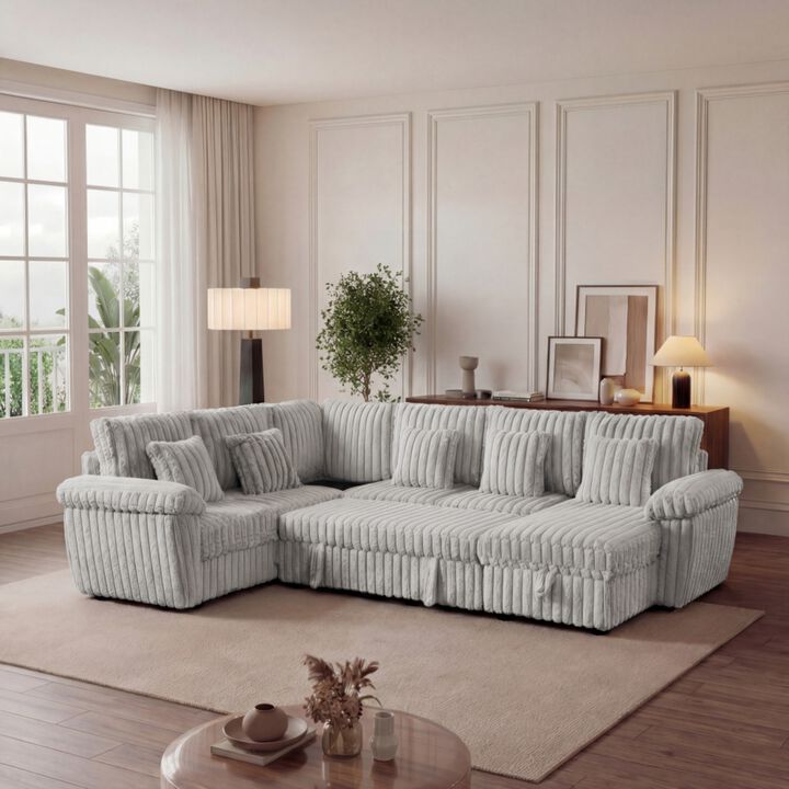 Jadrep  U-shaped Jumbo Corduroy Sectional Sleeper Sofa