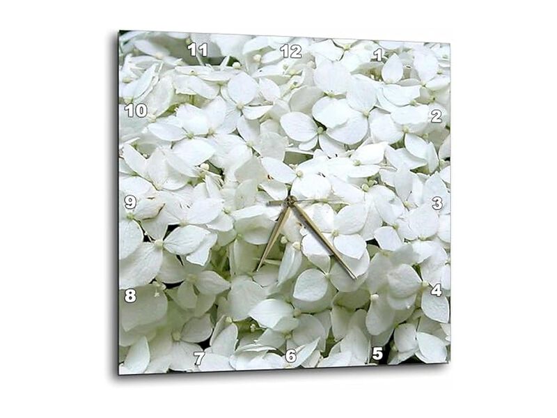White Hydrangeas Close Wall Clock 10 Inch Home Decor image number 0