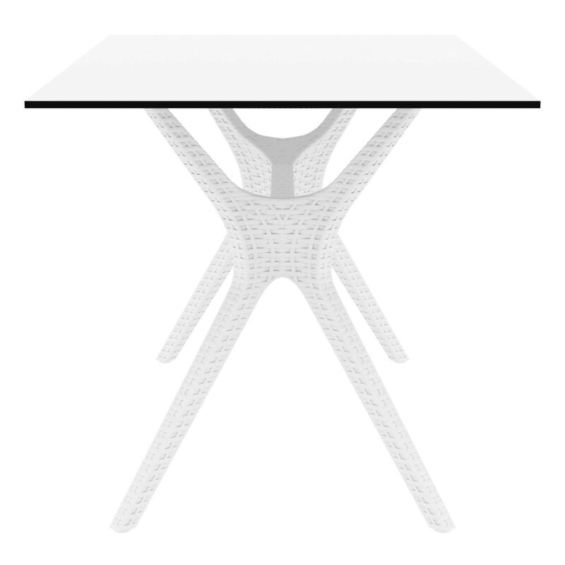 55" White Solid Rectangular Patio Dining Table