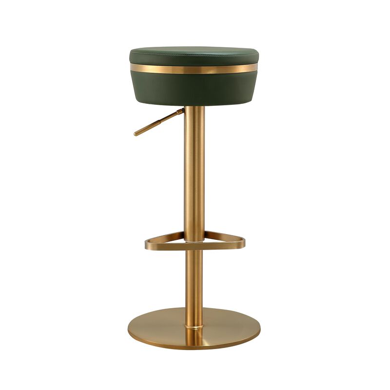 Astro White Performance Vegan Leather and Gold Adjustable Stool