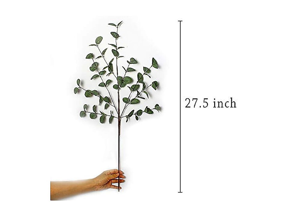 6 Pack 27 Eucalyptus Stems Greenery Leaf Spray In Green Silk Plastic Plants