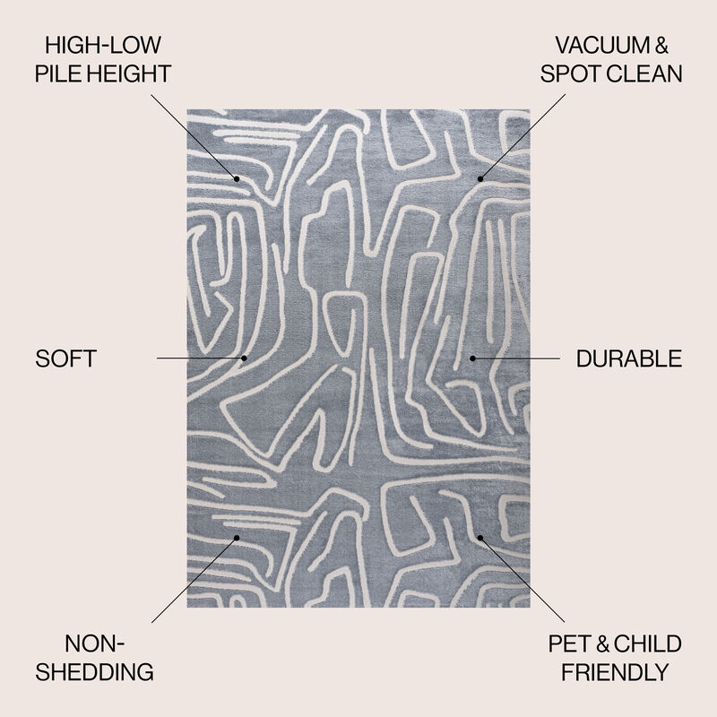 Alcina Modern Scandinavian Graphic Lines High-Low Area Rug