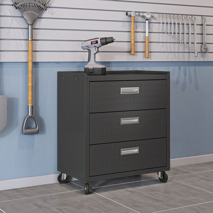 Fortress Dark Gray 3-Drawer Rolling Cabinet