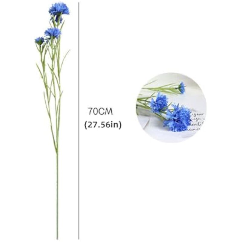 4 Piece Blue Artificial Chrysanthemum Flower Stems Vase Filler image number 3