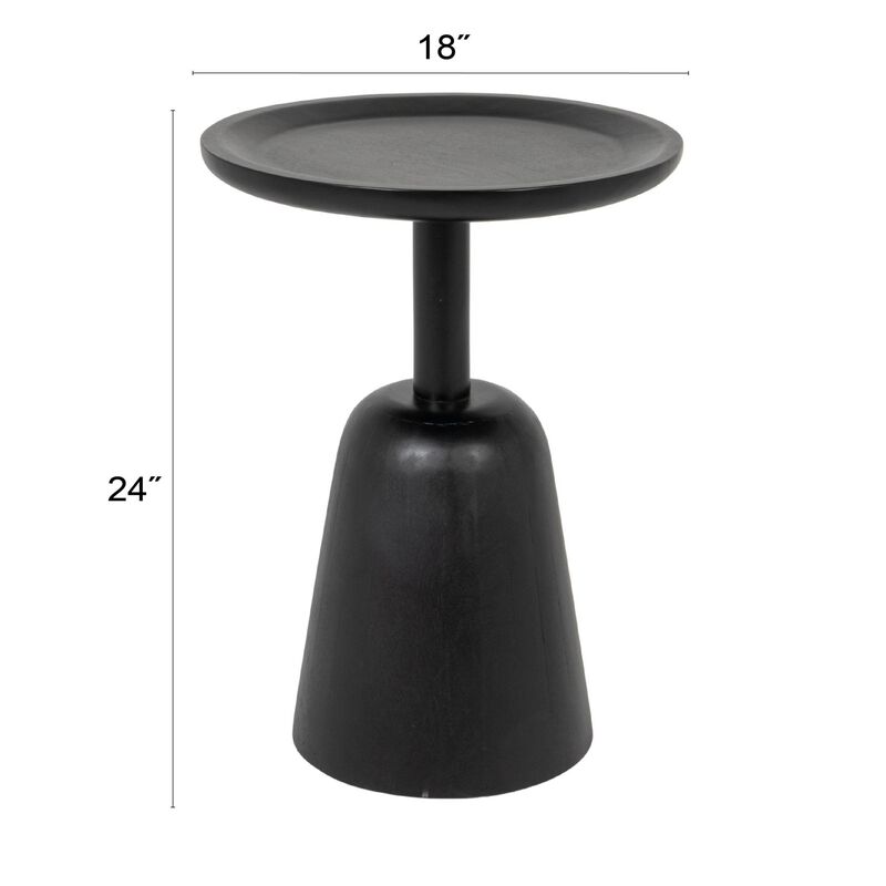 Round Mango Wood Pedestal Side Table, Black image number 2