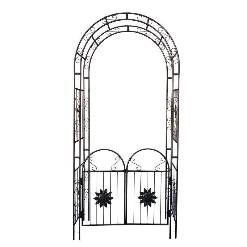 Outdoor Metal Garden Arch  with doors Garden Arbor Trellis Climbing Plants Support Arch image number 0