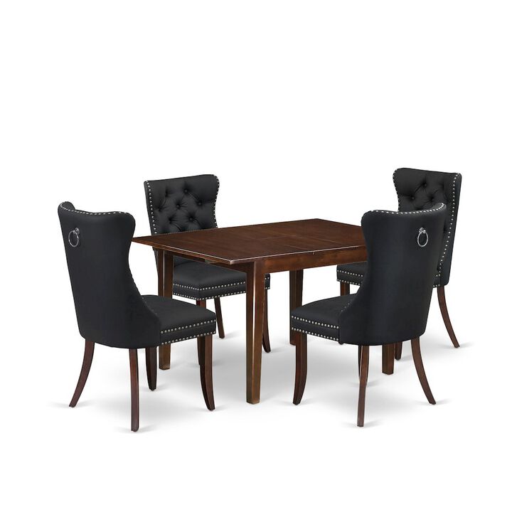 5 Piece Dining Set Consists of a Rectangle Wooden Table with Butterfly Leaf