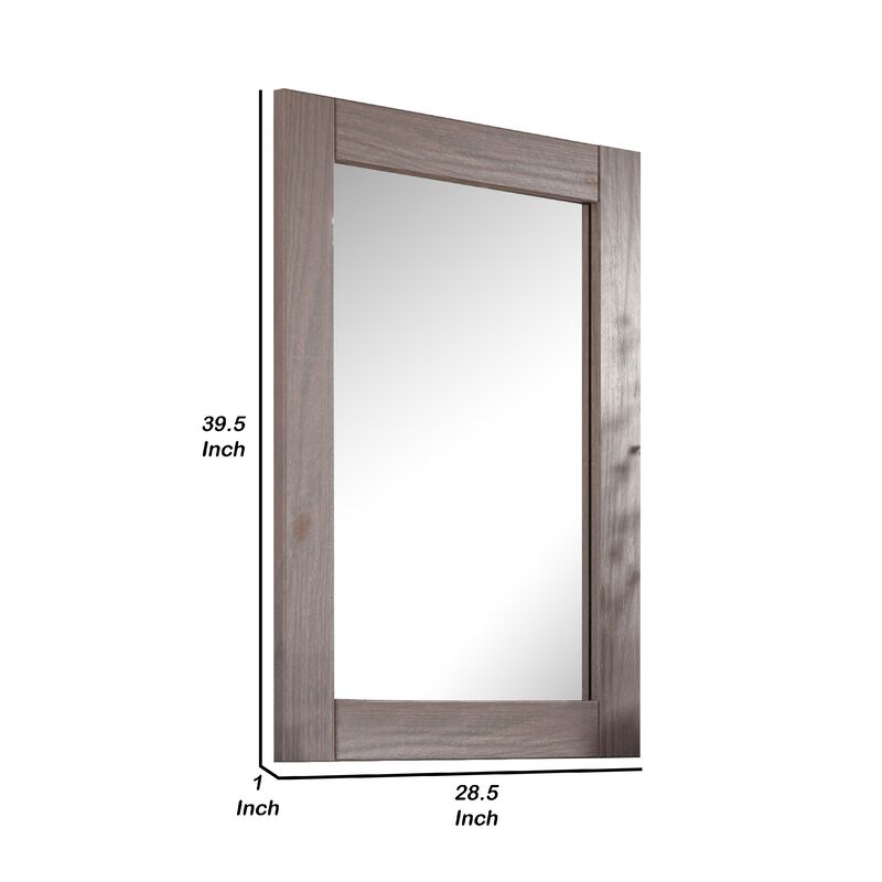 Stav 40 Inch Wall Mirror, Rustic White Solid Wood Rectangular Frame image number 4