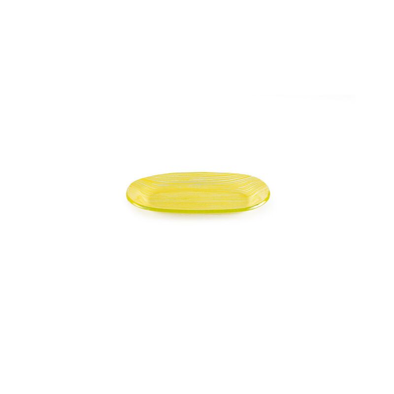 Glass Dinnerware 7.75" x 4.25" x h:0.5" Oval Yellow Glass Platter (Set of 4)