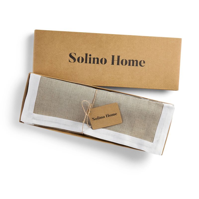Solino Home Classic 100% Linen Placemats &ndash; Set of 4, 14 x 19 in, Machine Washable, Holiday and Everyday Dining