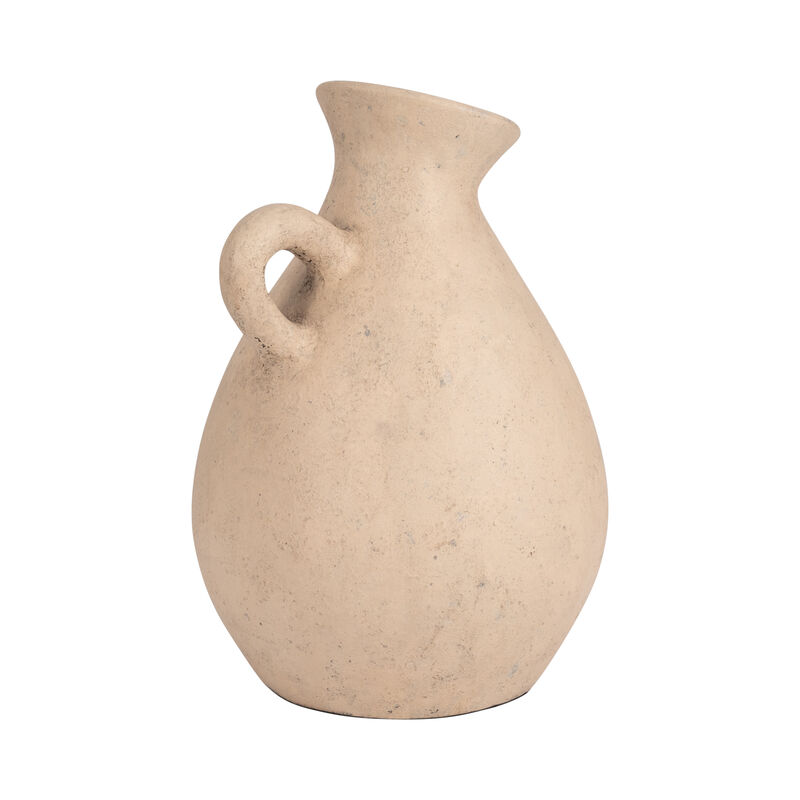 Terracotta, 17" Organic Jug With Handle, Ivory image number 2