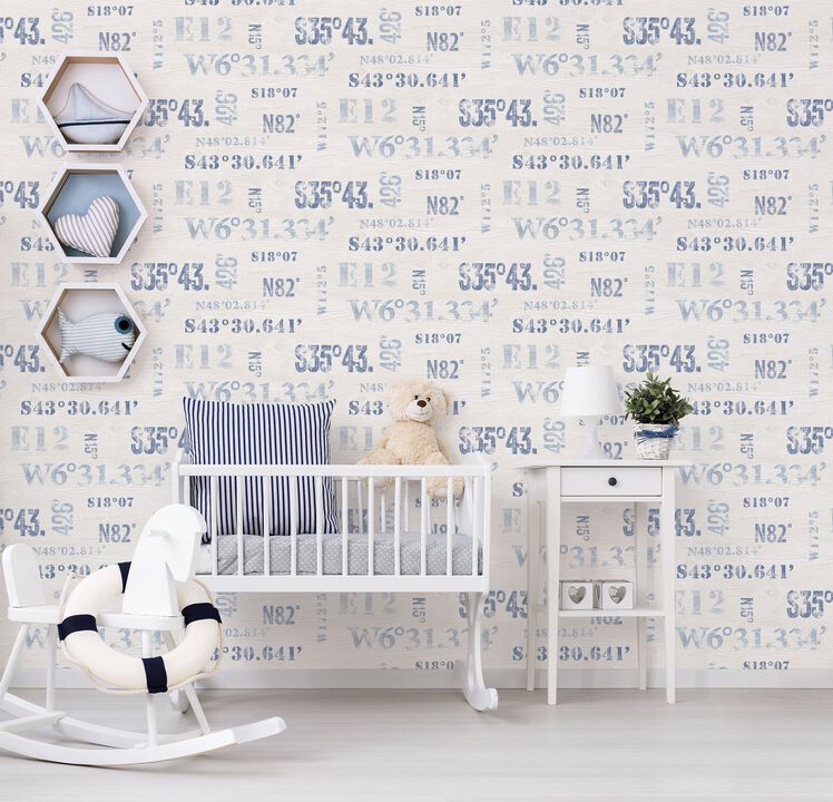 Deauville 2 Naval Print Blue Wallpaper G23331