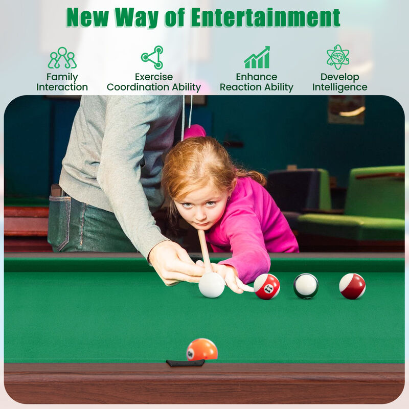 Kids and Adults Wooden Pool Table with Complete Billiard Ball Set image number 6