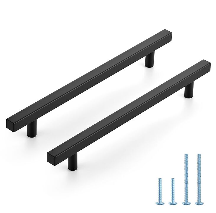 JOY DECOR 45 Pack 7-1/2 Inch Matte Black Square Cabinet Handles Stainless Steel Cabinet Hardware Pulls for Kitchen and Drawers w