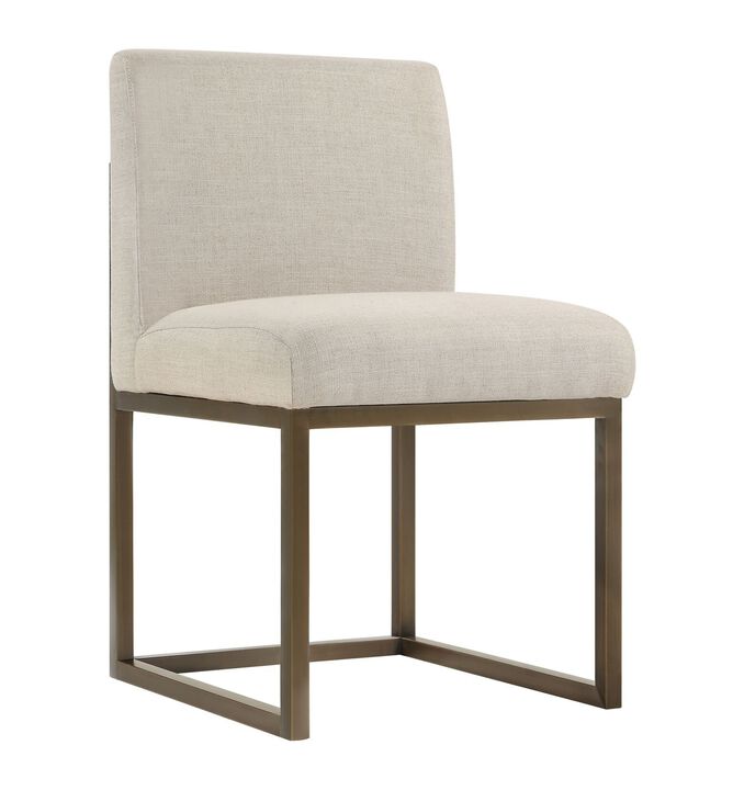 Casafoyer Haute Beige Linen Chair in Brass