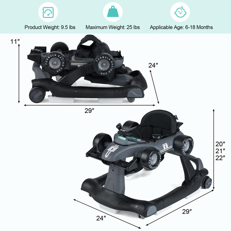 4-in-1 Foldable Activity Walker with Adjustable Height for Toddlers image number 2
