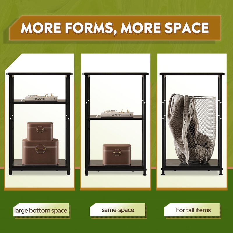 WLIVE Black Side Tables Living Room Set of 2, Industrial End Table for Two, Black Side Table for Bedroom, Home Office, Small Spa