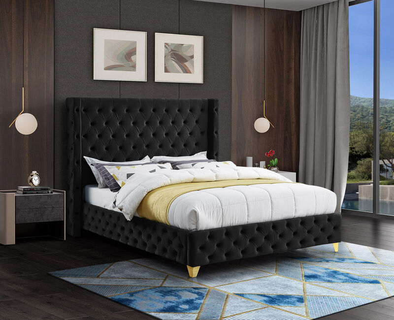 Meridian Furniture Savan Black Velvet King Bed image number 2