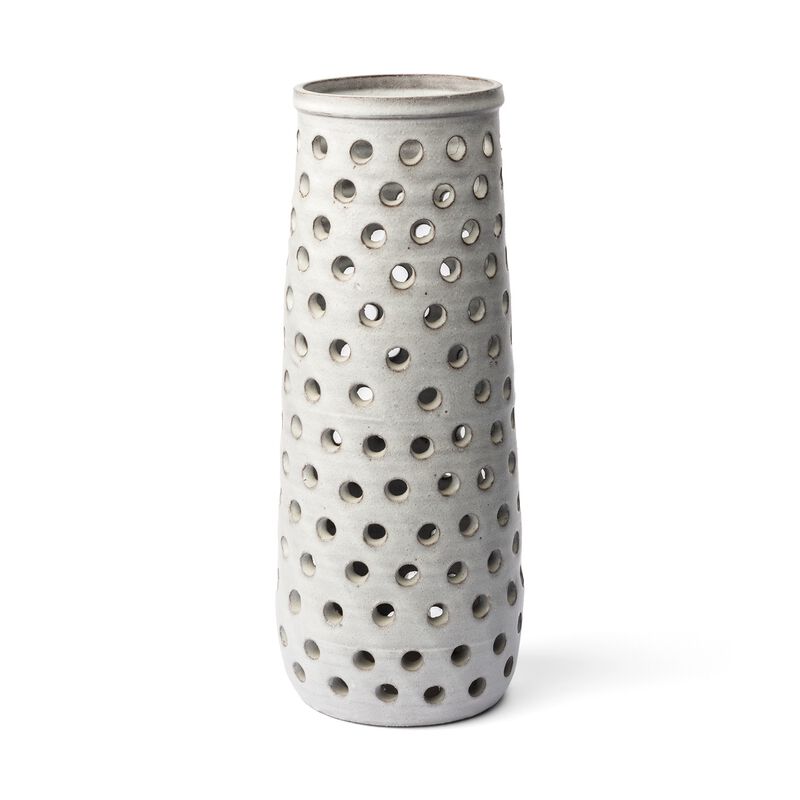 Glazed Pierced Dot Ceramic Vase for Table or Home Decor