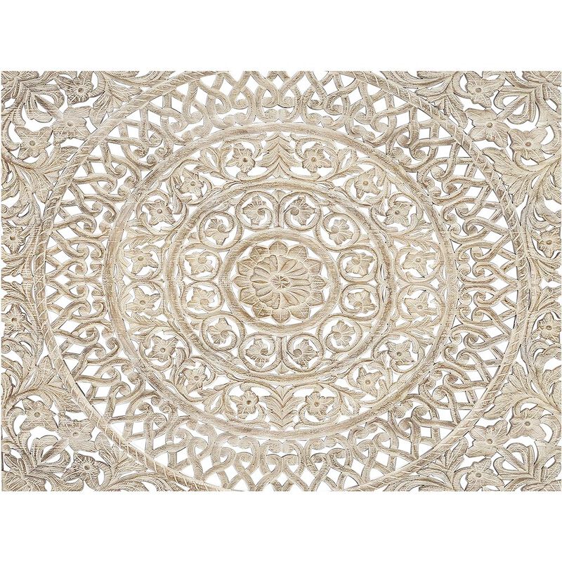 Taran Designs Auden Floral Carved Solid Wood King Panel Bed.