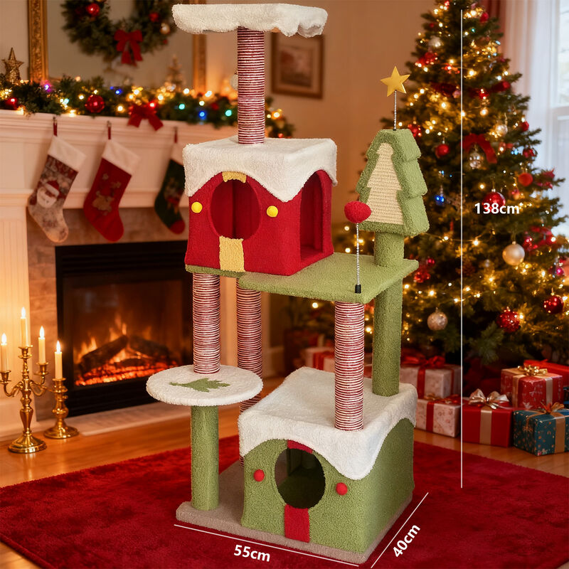Whisen Christmas Cat Tree Tower, Cat Scratching Posts image number 9