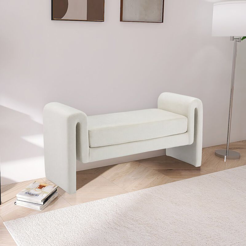 Meridian Furniture Sloan Cream Velvet Bench