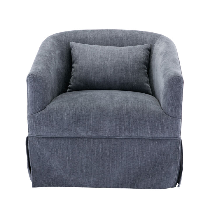 360-degree Swivel Accent Armchair Linen Blend Grey