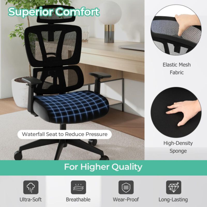 Hivvago Ergonomic Office Chair with N Type Lumbar Support and Adjustable Headrest