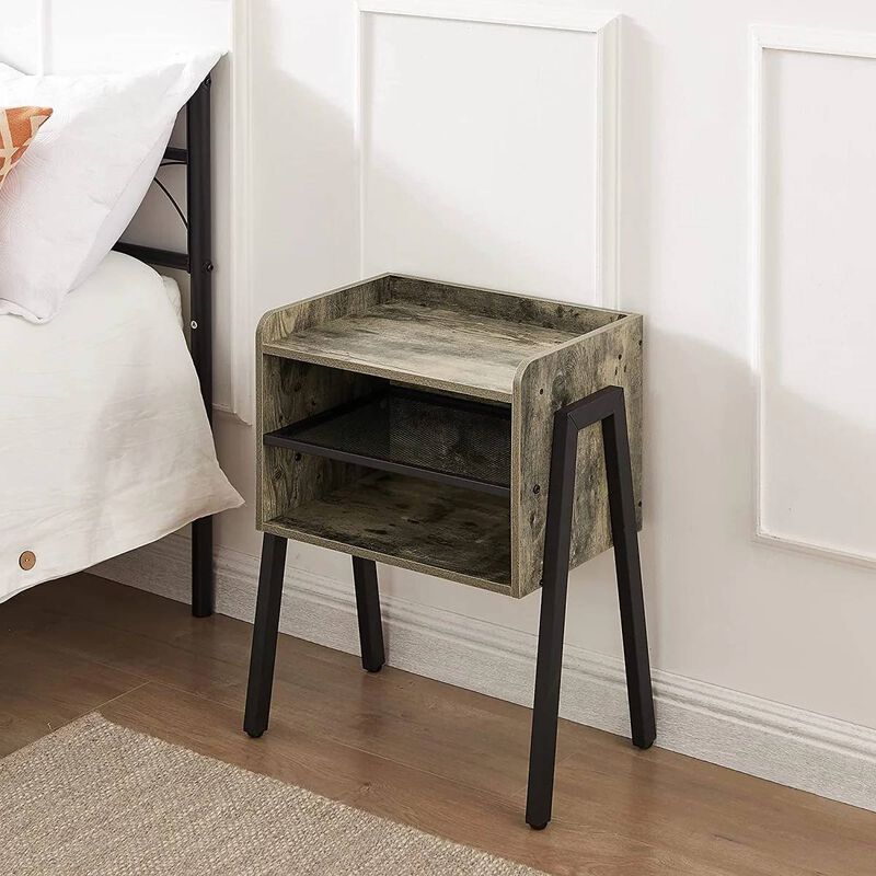 Industrial Style Wood and Metal Side Tables – Nightstands for Bedroom