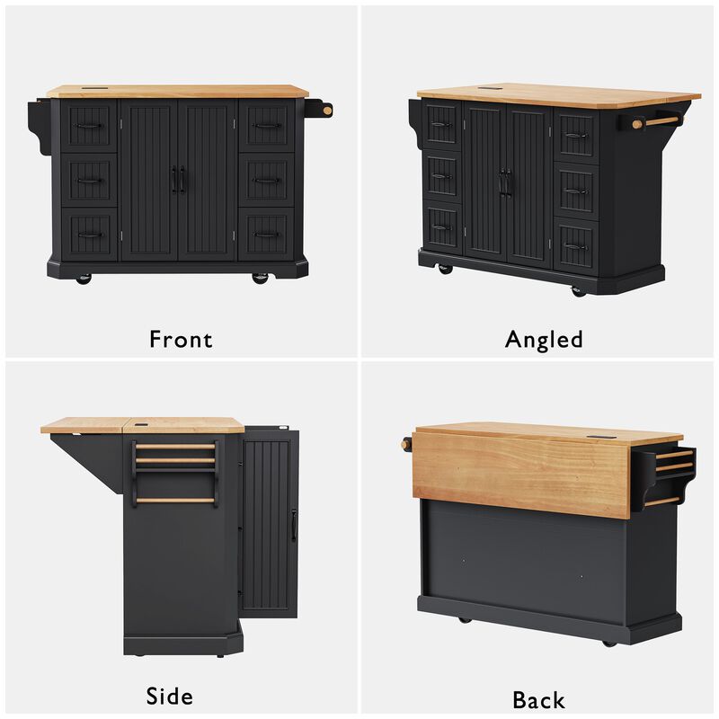 Merax Rolling Kitchen Island  Cart with Power Outlet