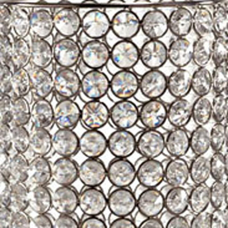 Hivvago 21 Inch Clear And Silver Faux Crystal And Metal Table Vase