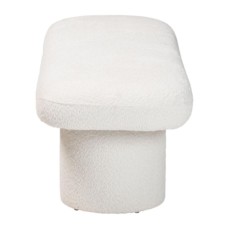 Baxton Studio Laria Modern White Teddy Bear Fabric Accent Bench
