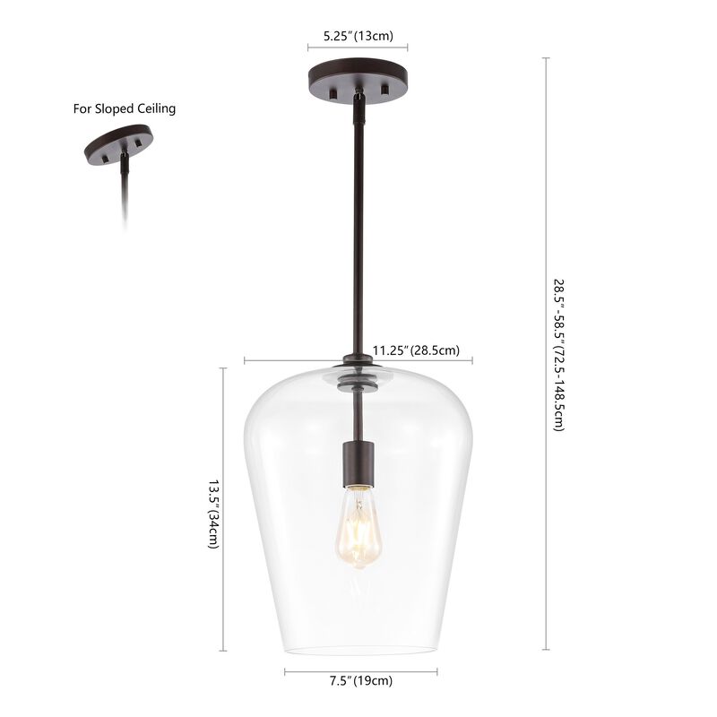 Hayes 1-Light Industrial Farmhouse Iron/Glass LED Pendant