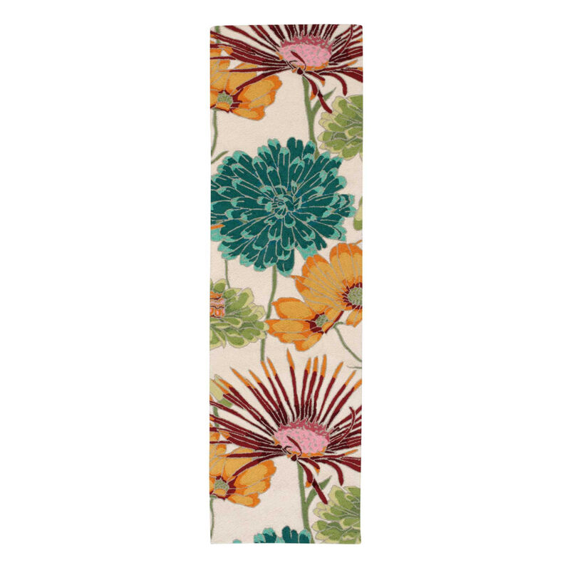 HomeRoots Floral Hand Carved Handmade Runner Rug image number 0