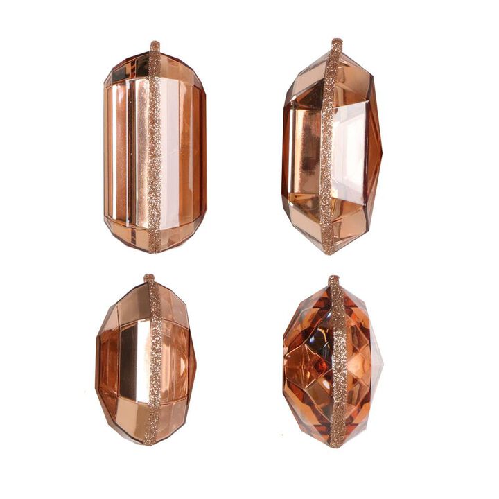 Vickerman 4-5" Rose Gold Jewel Glitter Ornament Assorted, Includes 4 Pieces per Bag