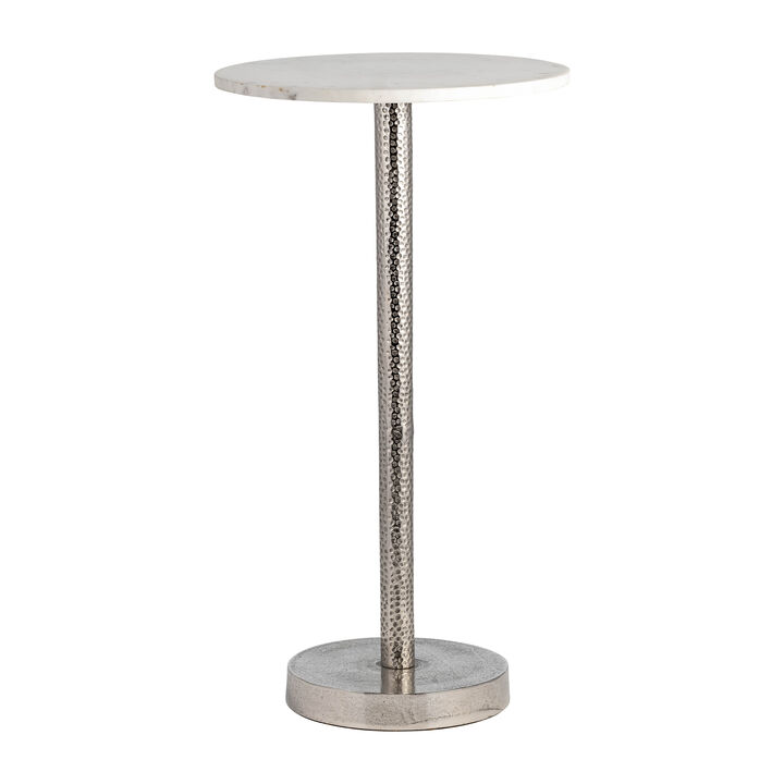 Silver Round Drink Table with Flat Base