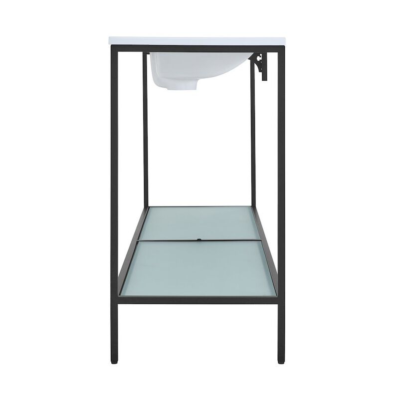 72 Double, Freestanding, Open Shelf, Matte Black Metal Frame Bathroom Vanity image number 8