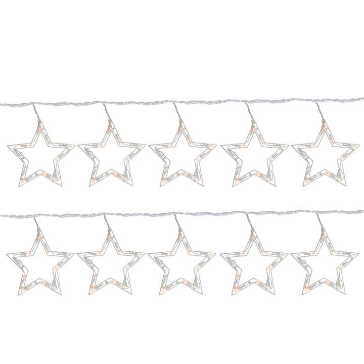 100 Count Clear Twinkling Star Icicle Christmas Lights  13.5 ft White Wire