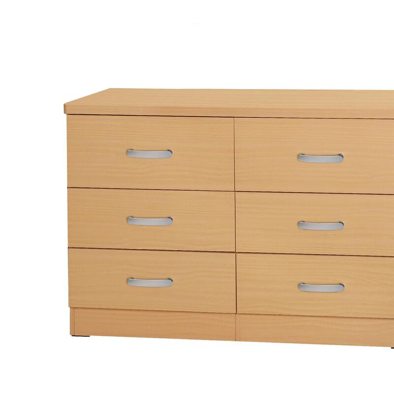 Better Home Products DD & PAM 6 Drawer Engineered Wood Bedroom Dresser in Beech