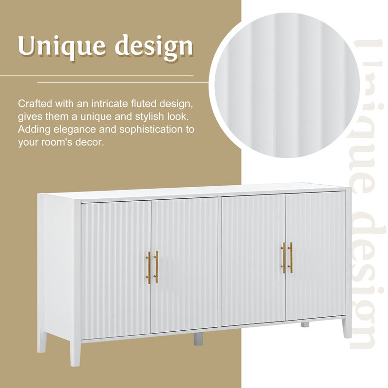 Fambep Modern Wavy-Slatted Storage Sideboard image number 4