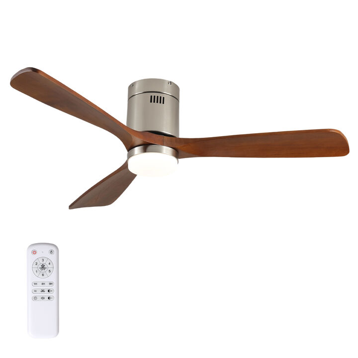 ELEMENT ACE 52 Inch Modern Flush Mount Ceiling Fan with Remote Control and Adjustable LED Lighting