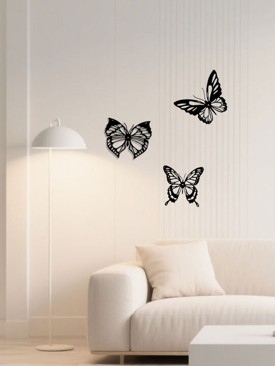3-Piece Metal Insect Wall Decor Set, Dragonfly Hummingbird Butterfly