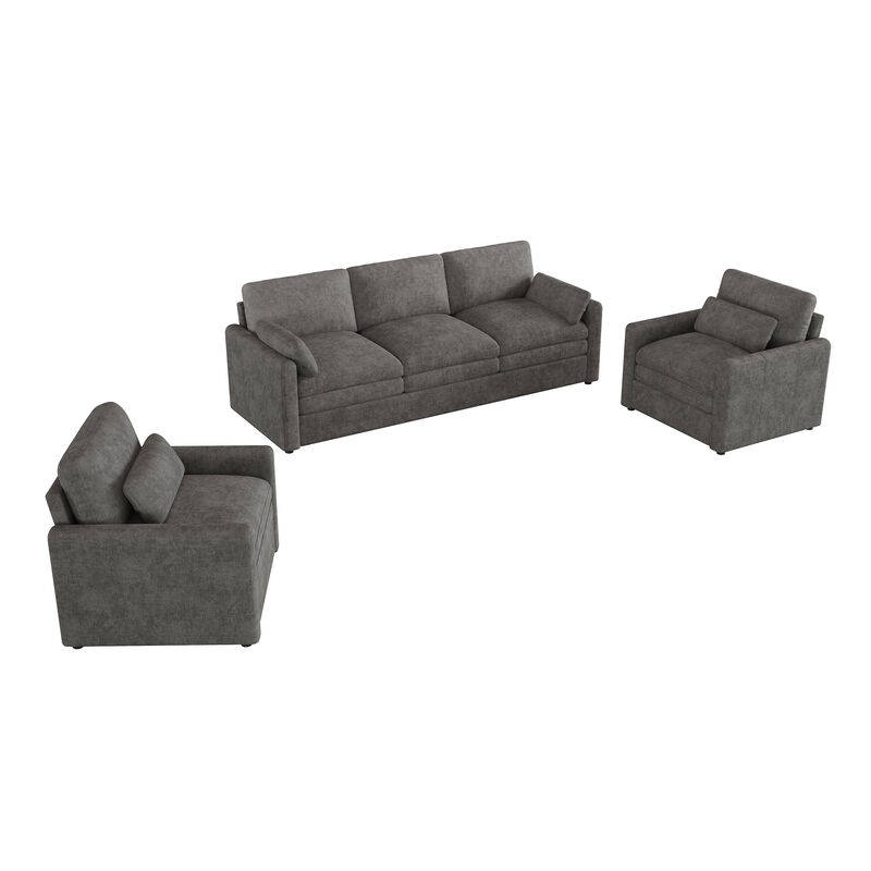 Oversized Double Cushion Sofa Couch, Cloud-Like Plush Upholstered Comfy Living Room Furniture Set